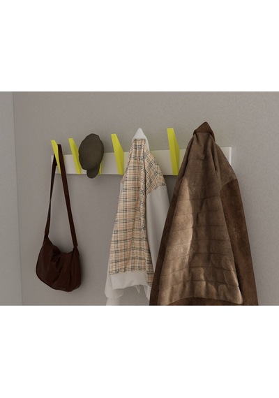 Hepsi3boyutlu Modern Duvar & Kapı Kanca Askılık - 7 Adet Sarı Kanca Askılık - Model No : 4 Sarı