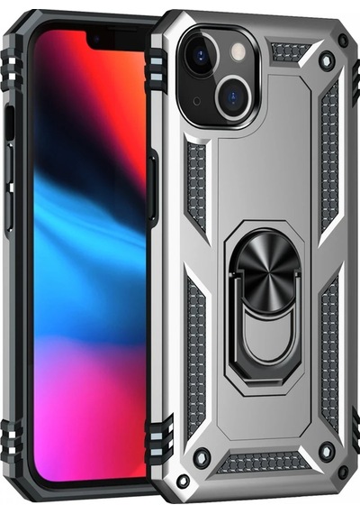 Newface - 72 - Apple iPhone Uyumlu 14 Plus Kılıf Sofya Yüzüklü Silikon Kapak - Aconcept - - Gümüş