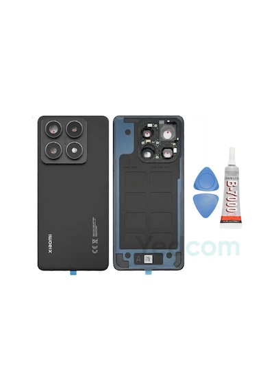 Xiaomi Mi 14t Pro Siyah Kamera Camlı Arka Cam Batarya Pil Kapağı Telefon Arka Kapak