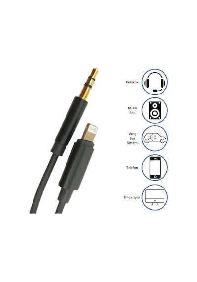 Buffer İphone Lightning Aux Araç Dönüştürücü Ses Kablosu 35 Mm Jack Girişli 11