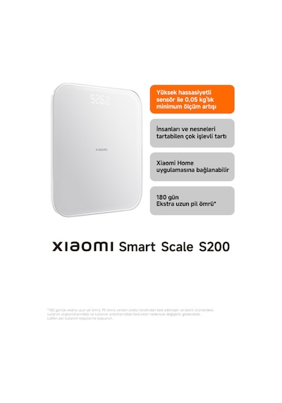 Xiaomi Mi Smart Scale S200 Beyaz Fonksiyonlu Akıllı Bluetooth Tartı Baskül