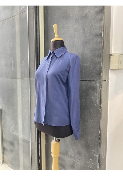 Pera Moda Kadın Slim Fit Pamuklu Ofis Gömleği Lacivert