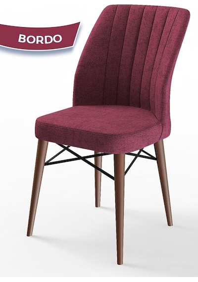 Canisa Concept Flex Serisi, Üst Kalite Mutfak Sandalyesi, Gürgen Ceviz Ahşap Ayak, Bordo Sandalye Sandalye Bordo Ayakları Ceviz