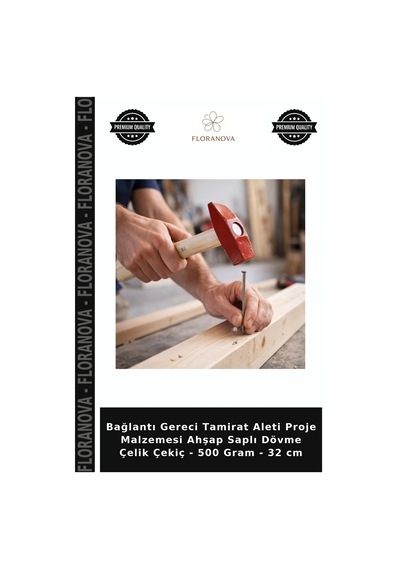 Bağlantı Gereci Tamirat Aleti Proje Malzemesi Ahşap Saplı Dövme Çelik Çekiç - 500 Gram - 32 Cm
