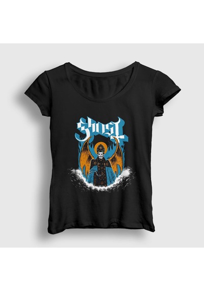 Presmono Kadın Wings Ghost T-shirt Siyah