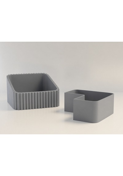 3d Baskı Fıstık Kasesi - Çift Hazneli Kabuk Ayırıcı Sunum Kasesi - Gri Gri