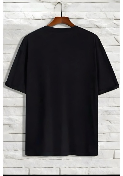 Energetic Ön Baskılı Bisiklet Yaka Kadın Oversize Tshirt SIYAH