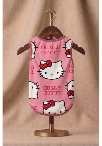 Hello Kitty Baskılı Kedi Köpek Penyesi - Yumuşak Dokulu Pembe Tişört