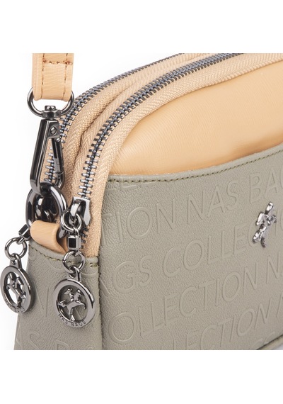 Nas Bag Kadın Mini Şık Çapraz Çanta Yeşil Camel Gofraj Yeşil - Nut