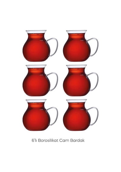 Perotti Keyfi Ala Borosilikat 6'lı Çay Bardağı