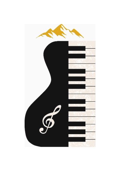 Piano Desenli Lazer Kesim Dijital Baskı Kaymaz Taban Halı H0448 Renkli