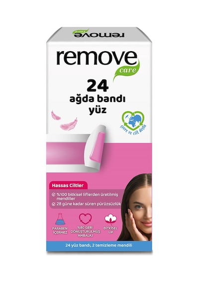 Remove Care Yüz Ağda Bandı Hassas Ciltler 24'lü 3 Adet