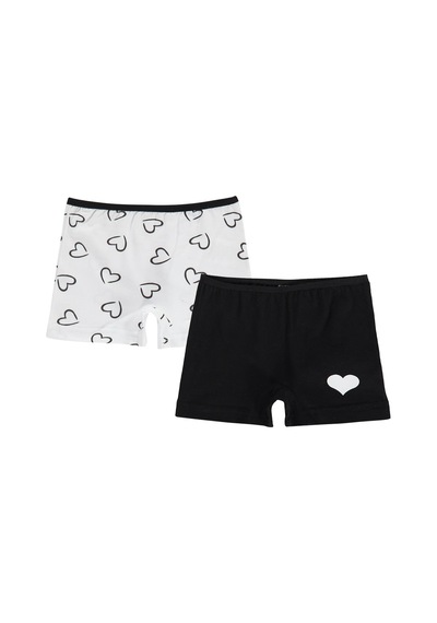 Civil Girls Civil Kız Çocuk Kalp Desenli Kız Çocuk 2'li Boxer Likralı Süprem Okul Kreş Ve Günlük Kullanım Çok Renkli