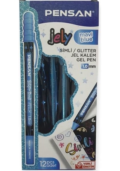 Pensan Jel Kalem 2800 Mavi Jely Glitter Simli 12'li Paket Diğer