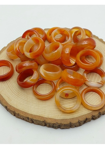 Akik Taşı Kalın Boy Yüzük Bal Kahve Alacalı 11 4mm Kalınlık 59962 Bakır