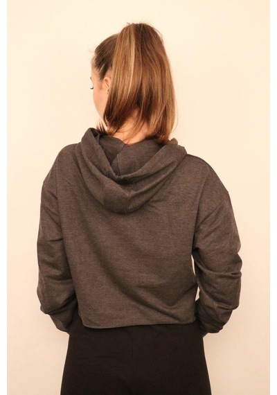 Antrasit Kadın Crop Sweatshirt Çok Renkli