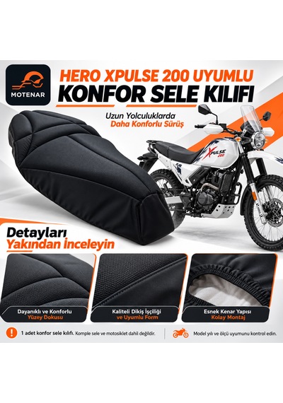 Motenar Hero Xpulse 200 Uyumlu Visco Konfor Sele Kılıfı Siyah