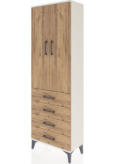 Arges Dolap 3 Raflı 4 Çekmeceli 2 Kapaklı 60x30x182 Aytaşı-çam Aytaşı