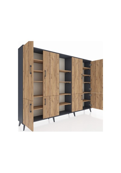 Arges Dolap 14 Raflı 8 Kapaklı 220x30x163 Antrasit-çam Atlas Çam - Antrasit Arges Dolap 14 Raflı 8 Kapaklı 220x30x163 Antrasit-çam Atlas Çam - Antrasit
