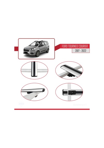 Ford Tourneo Courier 2017-2022 Arası İle Uyumlu Basic Model Ara Atkı Tavan Barı Gri 3 Adet