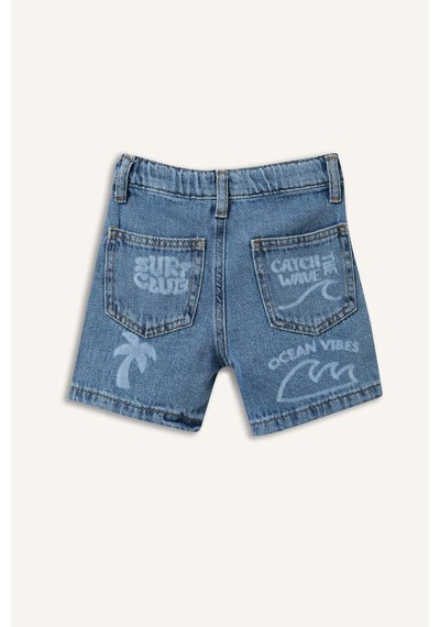 Defacto Tropikal Desenli Jean Şort Erkek Bebek H7336a526hsnm28 Mavi-nm28