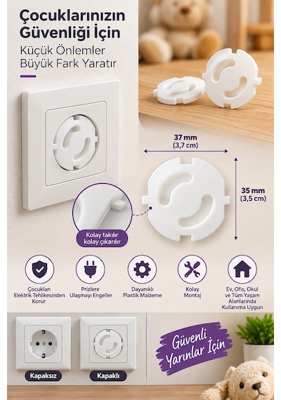 6'lı Priz Koruyucu Kapak Çocuk Güvenlik Priz Kapatıcı Elektrik Prizi Emniyet Aparatı