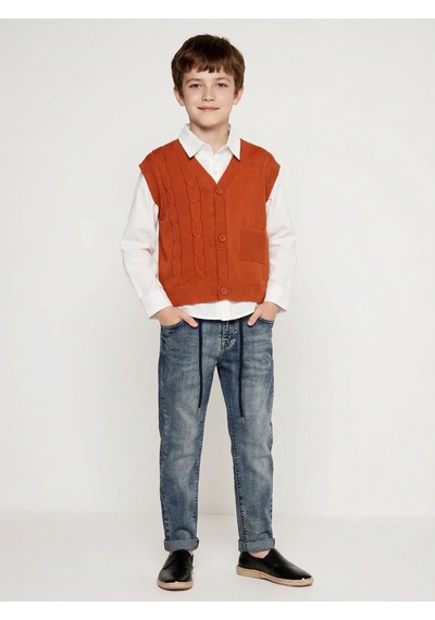 Xo Kids Erkek Çocuk 4lü Alt Üst Takım 6-9 Yaş 13206 Bej - Turuncu