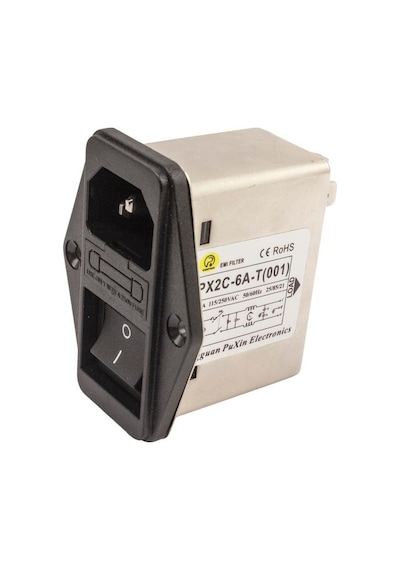Px2c-6a Emı Filtre 6a Anahtarlı Erkek Power Soketi - Sigorta Yuvalı