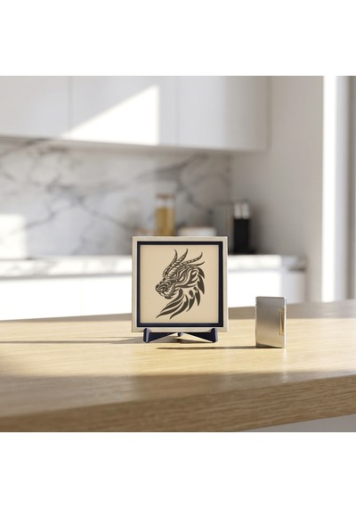 Çağdaş Tasarım Ejderha Motifli Dekoratif Parça, Çalışma Masanız İçin Anlam Dolu Özel Hediye 10x10 Cm
