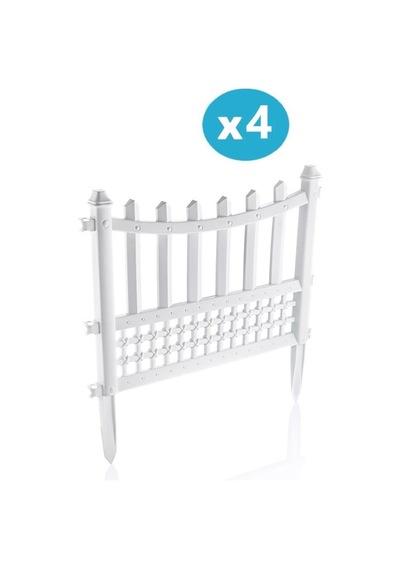 Omnipazar Sy-5998 Elite Plastik Dekoratif Bahçe Çiti 4'lü Set 60x55 Cm Beyaz