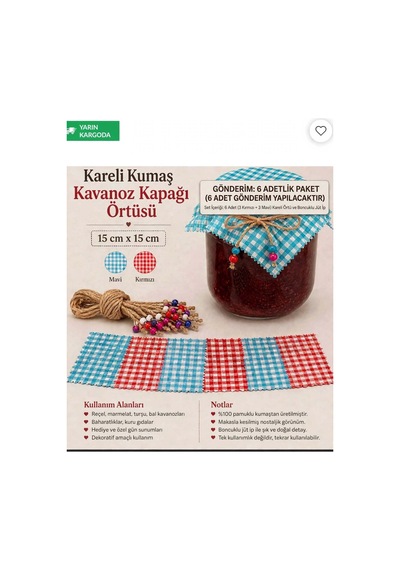 Kavanoz Kapağı Örtüsü 6 Lı Set Jüt Boncuk İpli Mavi Kırmızı Dekoratif Kavanoz Örtüsü Mavi Mavi