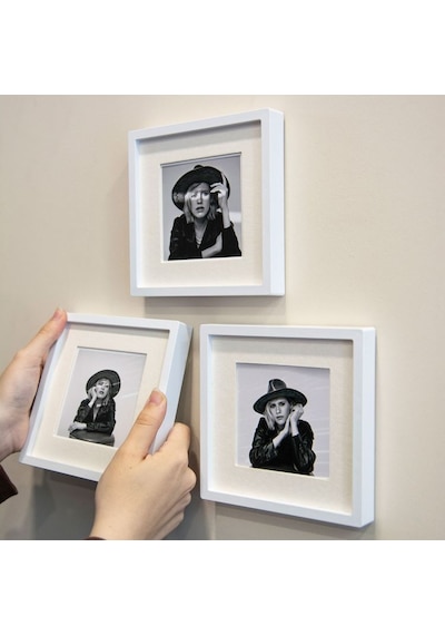 Yapışkanlı Sök-tak Paspartulu Beyaz 14x14 Cm Plastik Pola Kare Fo Beyaz