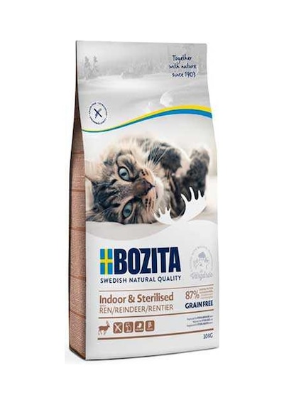 Bozita Indoor Sterilised Tahılsız Geyik Etli Kısırlaştırılmış Yetişkin Kedi Maması 10 KG