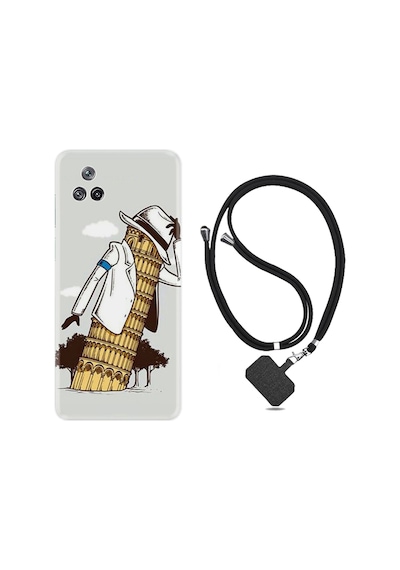 Xiaomi Poco F4 Kılıf İpli Boyun Askılı Desenli Silikon Black in the Woman 1367