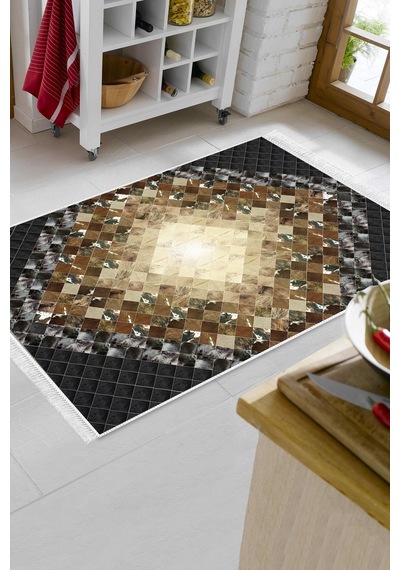 Eko Trend Djt Banyo Paspası Yıkanabilir Kaymaz Taban 759 Patchwork Siyah