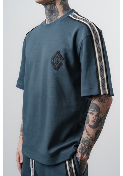 Respire Erkek Şerit Detaylı Regular Fit T-shirt Petrol