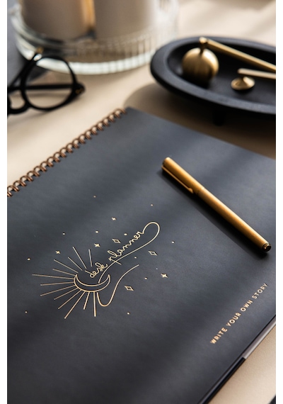 Süresiz Haftalık Spiralli Masaüstü Planlayıcı 24x34 Cm - Desk Planner Siyah Siyah