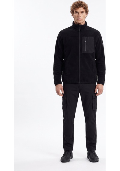 Jeep Siyah Erkek Dik Relaxed Düz Polar Sweatshırt J4wm-swt4444