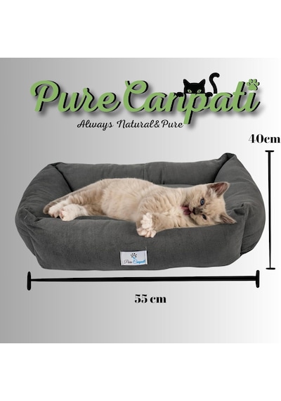 Purecanpati Kedi Yatağı, Küçük Irk Köpek Yatağı 55 Cm X 40 Cm Antrasit Renk