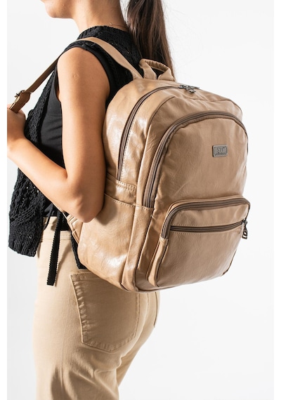 571 Collections Suni Deri Yıkama Sırt Çantası Poliüretan Bej Model: 571-14-16h Bej