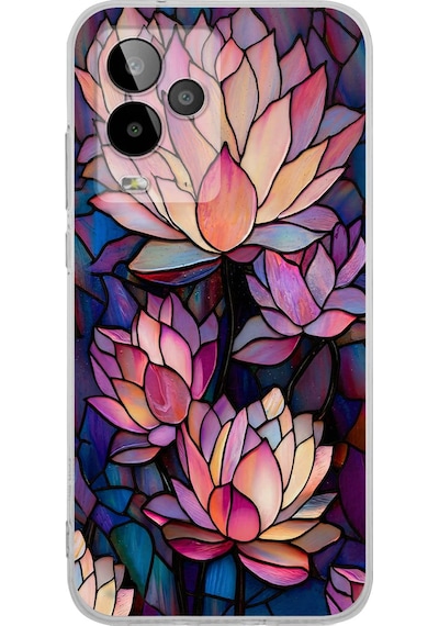 Printify General Mobile Gm 24 Pro İle Uyumlu Vitray Sessiz Lotus Tasarımlı Şeffaf Silikon Kılıf Şeffaf