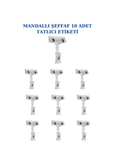 Şeffaf Mandallı Tatlıcı Etiketi 10 Adet