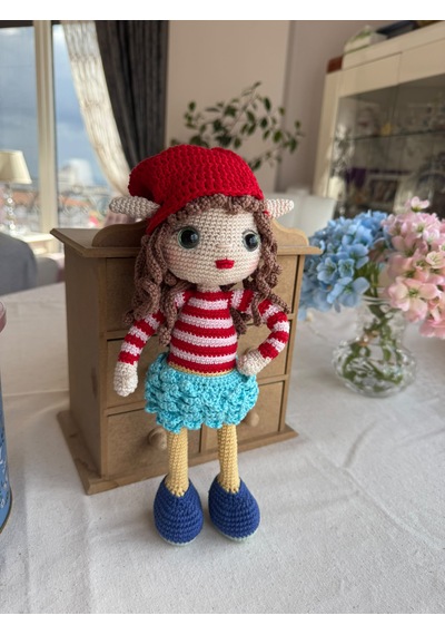 Kırmızı Şapkalı Elf Kız Bebek 30 Cm