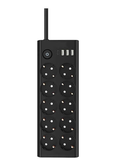 10'lu Akım Korumalı Priz 3680 Watt Koruma 16a 3 Usb + 1 Type-c Anahtarlı 2 Metre 2 M