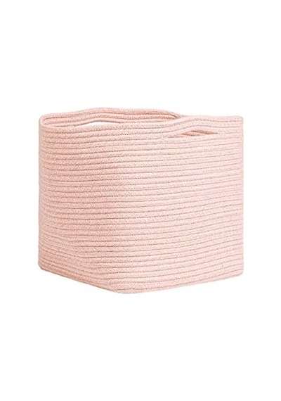 Pembe Kırçıllı Pamuklu Sepet 30 X 30 X 30 Cm Açık Gri