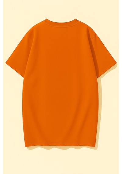 Uyguntarz Unisex İstiridye Kabuk Tasarım Basklı Tshirt Turuncu