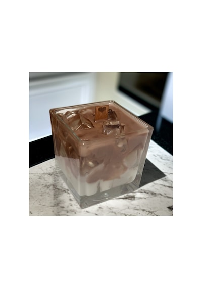 Cafe Latte Soya Mum %100 Doğal Özel Cam Kasede 8x8 Cm Büyük Boy Kahverengi