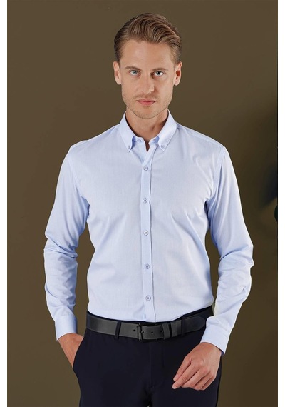 Efor Gk 706 Slim Fit Mavi Klasik Gömlek Mavi