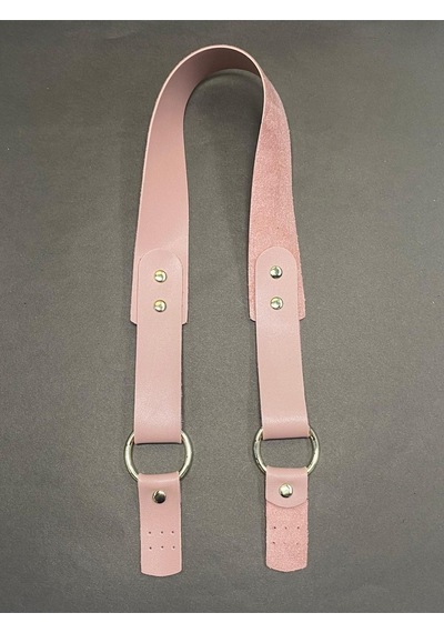 Karantuhafiye Derili Palaska / Deri Çanta Sapı / Deri Kulaklı Çanta Sapı Pembe Pembe