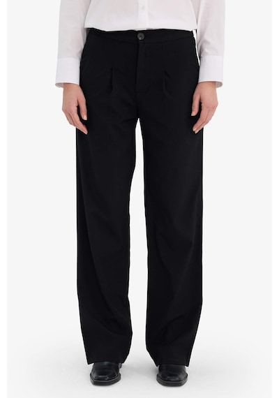 Defacto Wide Leg Çift Cepli Yüksek Bel Geniş Paça Pantolon G3822ax25aubk81 Siyah-bk81